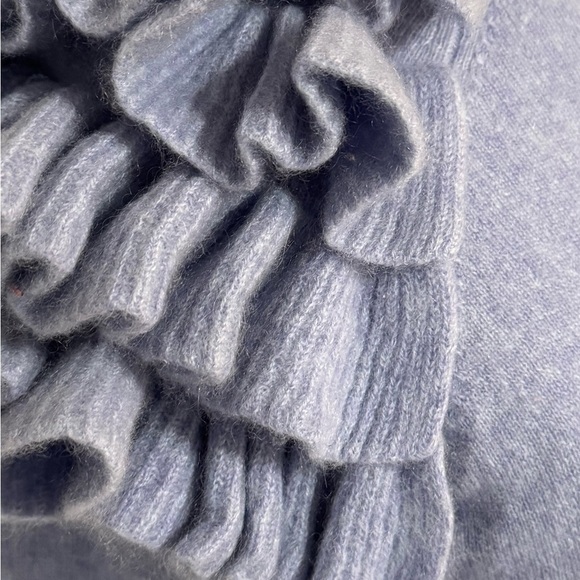 Charter Club Cashmere Cha Cha Ruffled Sweater Top Periwinkle Size M Spring Soft - Picture 5 of 8